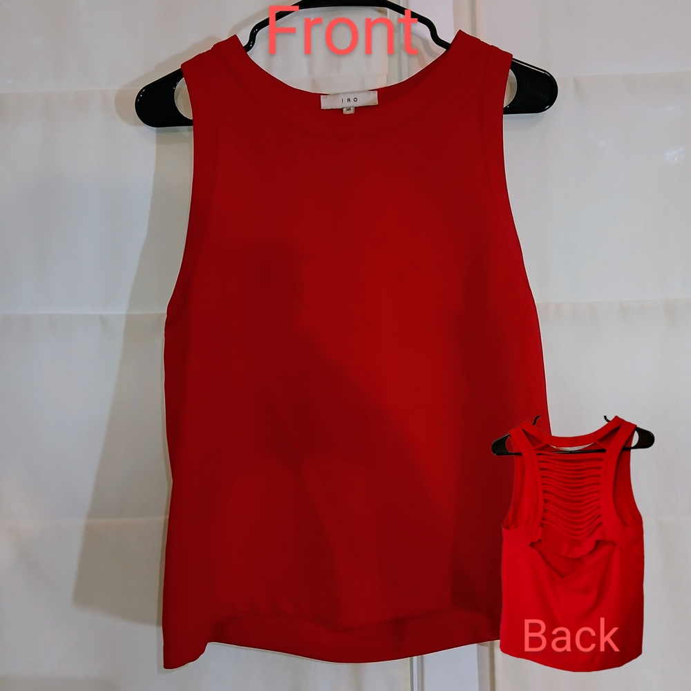 Iro | Odette Red Cut Out Back Tank Shirt (US6 | 38)